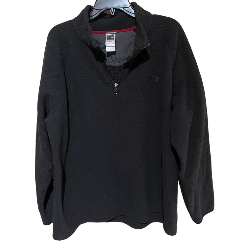 North Face Quarter Zip Jacket XXL Men Micro Grid Fleece Pullover Black Mock Neck